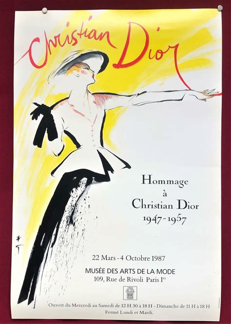 hommage à christian dior rene gruau|Christian Dior poster by Rene Gruau 1987 original printing on linen.